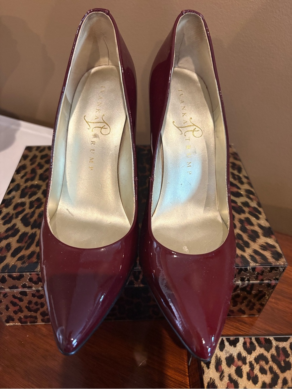 Ivanka Trump Burgundy Patent Pointed-Toe Pumps
